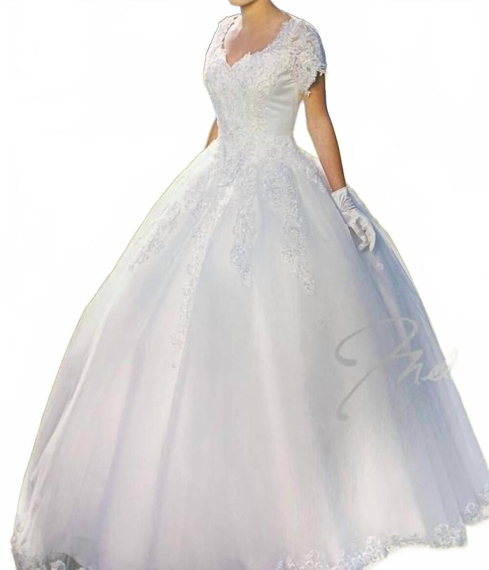 NEW MELODY pearl and lace bodice wedding dress in white